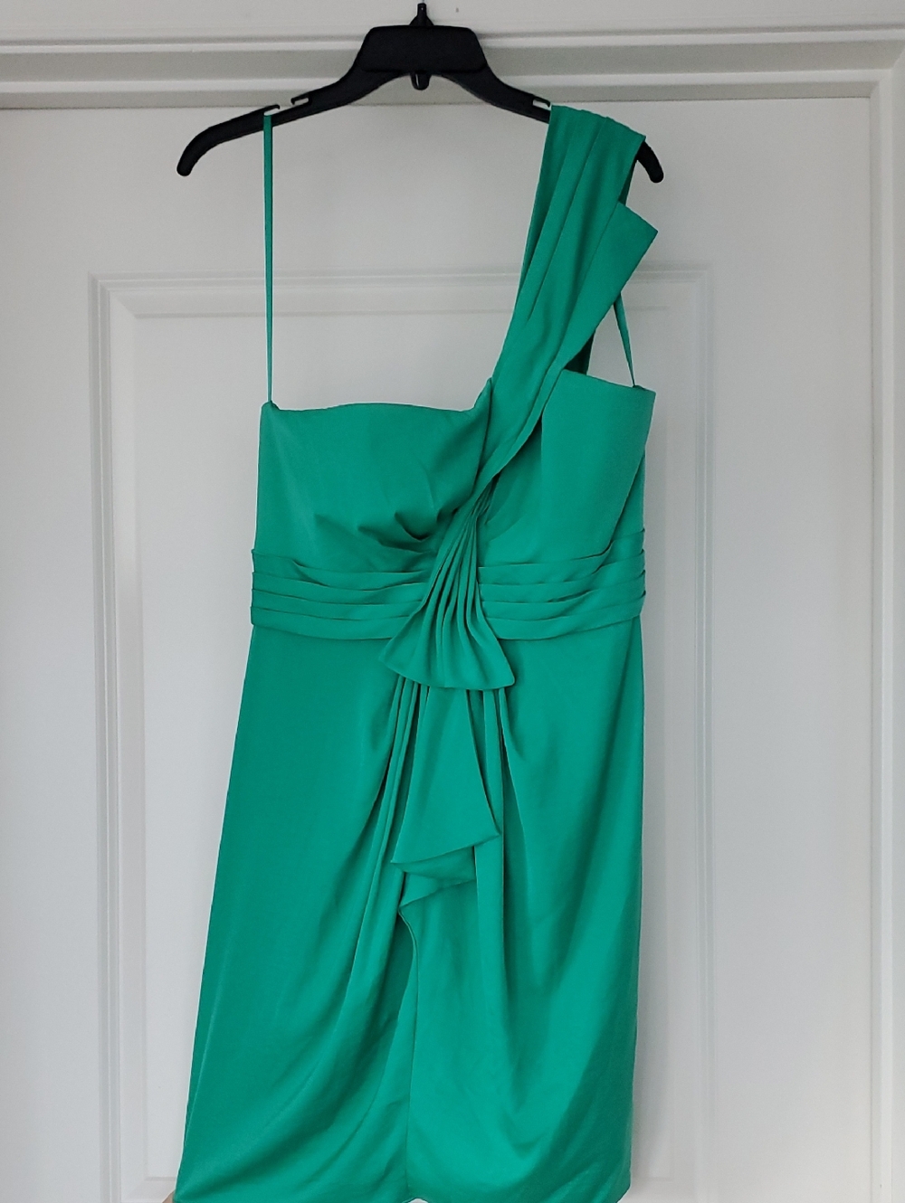 BCBGMaxAzria Teal One-Shoulder Draped Cocktail Dress